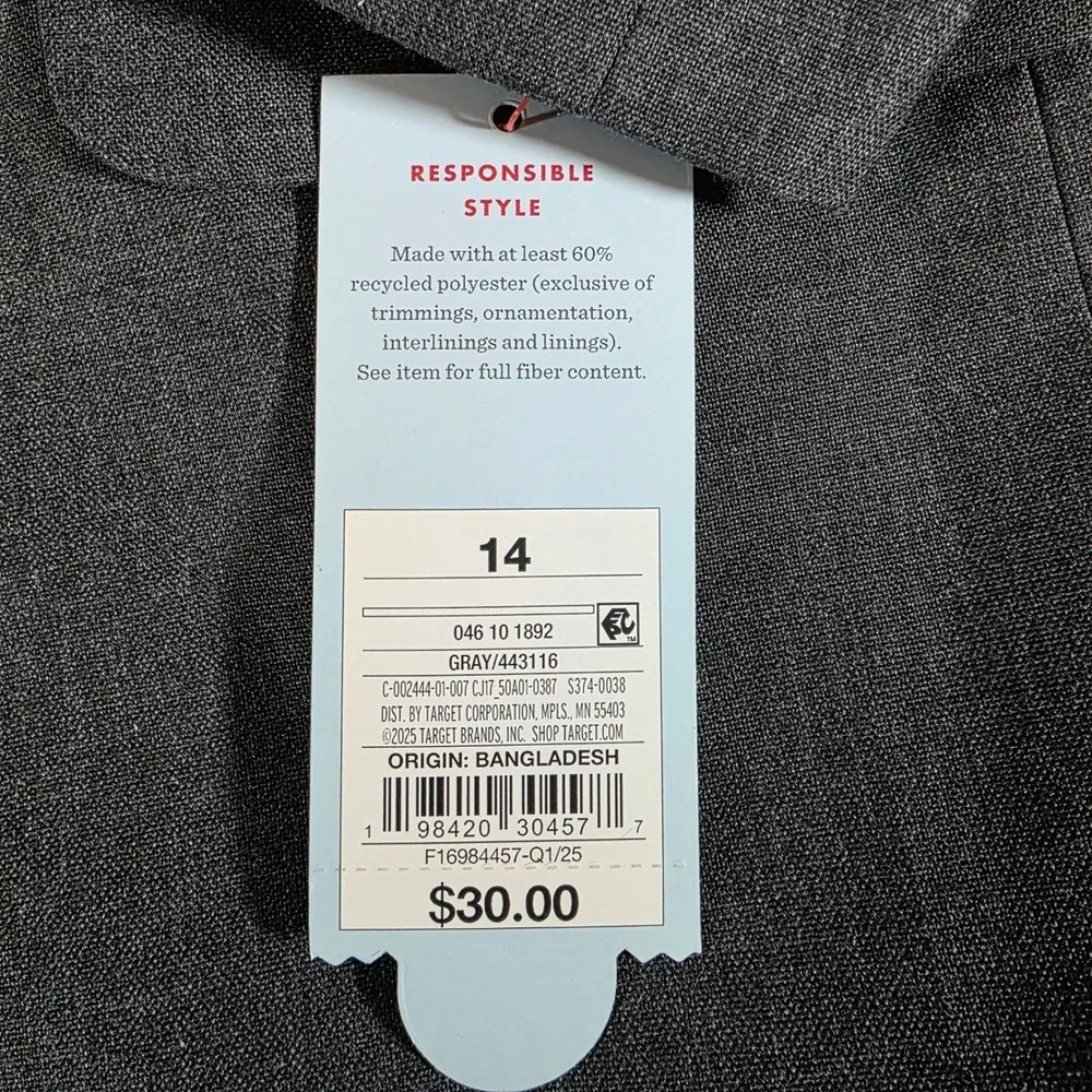 Cat & Jack Boys Suit Jacket Blazer Gray Size 14 Formal Dress Coat 443116